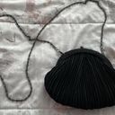 Vintage Carlo Fellini black beaded pleated metal chain clutch handbag, size 6x7 Photo 11