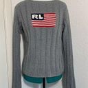 Polo jeans Co. Ralph Lauren vintage gray American flag cable knit sweater L Photo 0