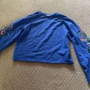 ASOS Blue Embroidered Dragon Print Crop Wide Arm Sweatshirt Size6 Bin 284 Photo 2