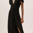 BHLDN  Mendoza Black V Neck Short Flutter Sleeve Gown Slit Dress Size 4 Photo 11