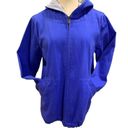 Denim & Co Medium  Women's Blue Canvas Hooded Full Zip Jacket Photo 6