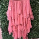 Free People FP ONE  Net Godet Half Slip Midi SKIRT Sz XS Pink Sheer Tulle Ruffled Photo 4