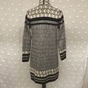 BCBG Max Azria Black and Beige Geometric Pattern Long Cardigan Size M Photo 4