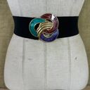 Vintage Women’s 1980’s Wide Stretch Belt With Enameled Buckle S Photo 11