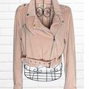 Ashley Outerwear  Womens Size M Faux Suede Crop Jacket Pastel Pink Asymmetrical Photo 0