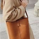 Jenni Kayne  Suede Bucket Shoulder Bag Adjustable Handmade Italy in Cognac Brown Photo 0