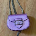 Coach  Silver/Metallic Lilac Morgan Card Case On A Chain #CP245 Photo 3