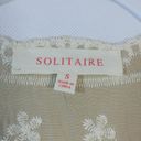 Solitaire  Tan Cream Embroidered Open Cardigan Wide Sleeves Size S Photo 3