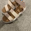 Madden Girl New  Platform Sandals Womens Size 7.5 Beige & White Strappy Ankle Photo 1