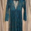 Emerald Green Fully Sheer Eyelash Lace Long Sleeve Maxi Dress S/M NWOT Photo 0