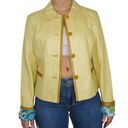 Bernardo 90s  Vintage Yellow Leather Jacket Medium Retro Y2k Photo 2
