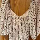 re:named  Women’s Cream w/ Black Polka Dots Ruched Bodycon Mini Dress Size Small Photo 7