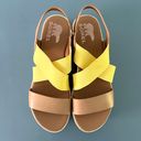 Sorel Cameron Colorblock Yellow Multicolor Leather Platform Flatform Sandals Photo 6