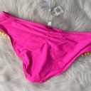 PilyQ  Pink Full Ruffle Pom Pom Bikini Bottoms Size M Photo 2