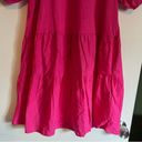 ZARA hot pink puff sleeve tiered cotton mini dress size xs Photo 4