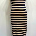 RD Style NEW  Navy & Beige Striped Open Back Cap Sleeve Fitted Maxi Dress Small Photo 0