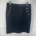 Loft Ann Taylor  Womens Pencil Skirt Lined Gold Button Work Pocket Black Size 12 Photo 1