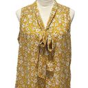 Cynthia Steffe  Blouse Womens Size M Yellow Floral Sleeveless Scarf Tie Neck Bow Photo 0