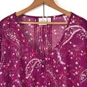 st. john's bay  Womens Sheer Floral Tunic Top 2X Purple Popover Buttons Paisley Photo 2