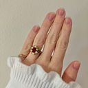 Vintage “Edvarda” Avon Ruby Pearl Gold Ring Victorian Gothic Edwardian Glam Jewelry Red Photo 11