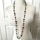 Cookie Lee  Gold Tone and Brown tiger eye Glass Beaded long Necklace Photo 1