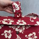 Source Unknown Red Floral Tropical Handbag with Straw Rattan Bottom Lining Medium‎ Sized Photo 6