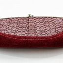 Coach  Signature Canvas Suede Trim Kisslock Framed Wristlet Coin Wallet Red Photo 1