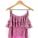 Rebecca Minkoff 🍃SIZE MEDIUM 🍃PINK TIERED ATLAS SEMI SHEER RUFFLED TANK TOP Photo 6