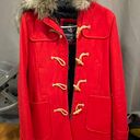 American Eagle Outfitters Red Coat with Faux Fur Hood (Like New Condition) Photo 2