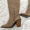 Vince Camuto Leather Suede Madolee Western Over Knee Boots 7 Taupe Tan Cowboy Photo 4