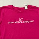 Gap  Shrunken T Jean-Michel Basquiat Spell Out Hot Pink Crop L/S Shirt Womens S Photo 1