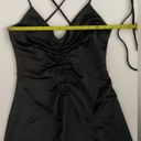 Jason Wu  Black Satin Tie Strap low black slip midi dress ruched S Photo 7