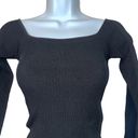 Good American  The Off Shoulder Ribbed‎ Knit Sweater Pullover in Black size 2 Photo 3