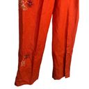 Donna Morgan  Orange Linen Rayon Blend Floral Embroidered Pants Fully Lined 8 Photo 2