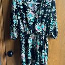 Iris Boho Black Floral Romper With Pockets Size Large Photo 0