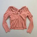 Sweaty Betty  Top Womens 10 Pink Long Sleeve Ribbed Shelf Bra Ballet Yoga Dance Photo 1