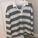 Vineyard Vines Collared Striped Polo Popover Tee in Sage Photo 0