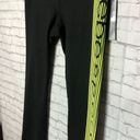 Bebe Sport Neon Yellow Side Stripe On Black Capri Photo 3