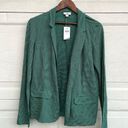 J.Jill NWT  Womens Blazer Jacket Green Blue Stripe Knit  Linen Blend Small Photo 0