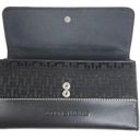 Tommy Hilfiger  TRIFOLD WALLET Black TH Logo Snap Card ID Jacquard Faux Leather Photo 2