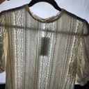 Mango  MNG Cream Lace Semi-sheer Ruffles Top Blouse  Size S Photo 2