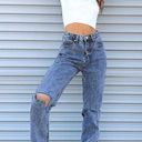 Princess Polly Intentions Straight Leg Knee Rip Denim Jeans Cotton size 8 Photo 0