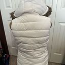 Banana Republic  Women’s Medium Lined White Puffer Vest with Faux Fur lined Hood Photo 1