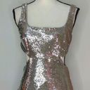 Halston Heritage HALSTON GUILIANA SILVER SEQUIN CUTOUT DRESS Photo 3