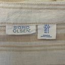 Sigrid Olsen Blouse Small Linen Boatneck Beige Ivory Stripe Boxy Fit 3/4 Sleeve Photo 3