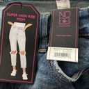 No Bo  Juniors SZ 7 Mom Jeans Cuffed Super High-Rise Stretch Pockets Distressed Photo 9