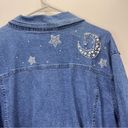 Quacker Factory  Denim Rhinestone Beaded Moon Stars Celestial Jean Jacket Size 3X Photo 6