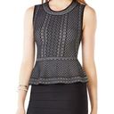 BCBGMAXAZRIA  Jaylenne Black Sweater Knit Peplum Top, EUC, Medium, MSRP $128 Photo 0