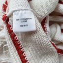 W By Worth  Womens Sweater Size S Stripe Fringe Open Knit White Red Long Sleeve Photo 10