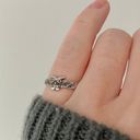 Tiny Owl Silver Ring Band Minimal Woodland Creature Rustic Simple Bird Wings Earthy Jewelry Photo 0